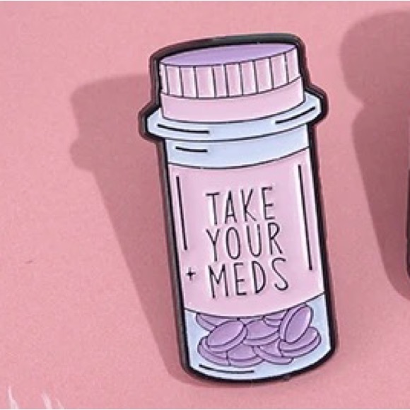 Meds Reminder Enamel Pin Mental Health Antidepressant Pills ADHD Girlfriend Gift - Picture 3 of 9